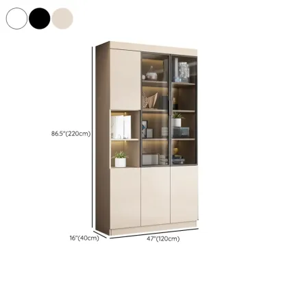 Modern Wooden Display Cabinet with Glass Shelves Image - 30
