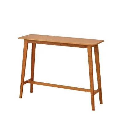 Scandinavian Cherry Wood Narrow Bar Table with Footrest for Dining Image - 5