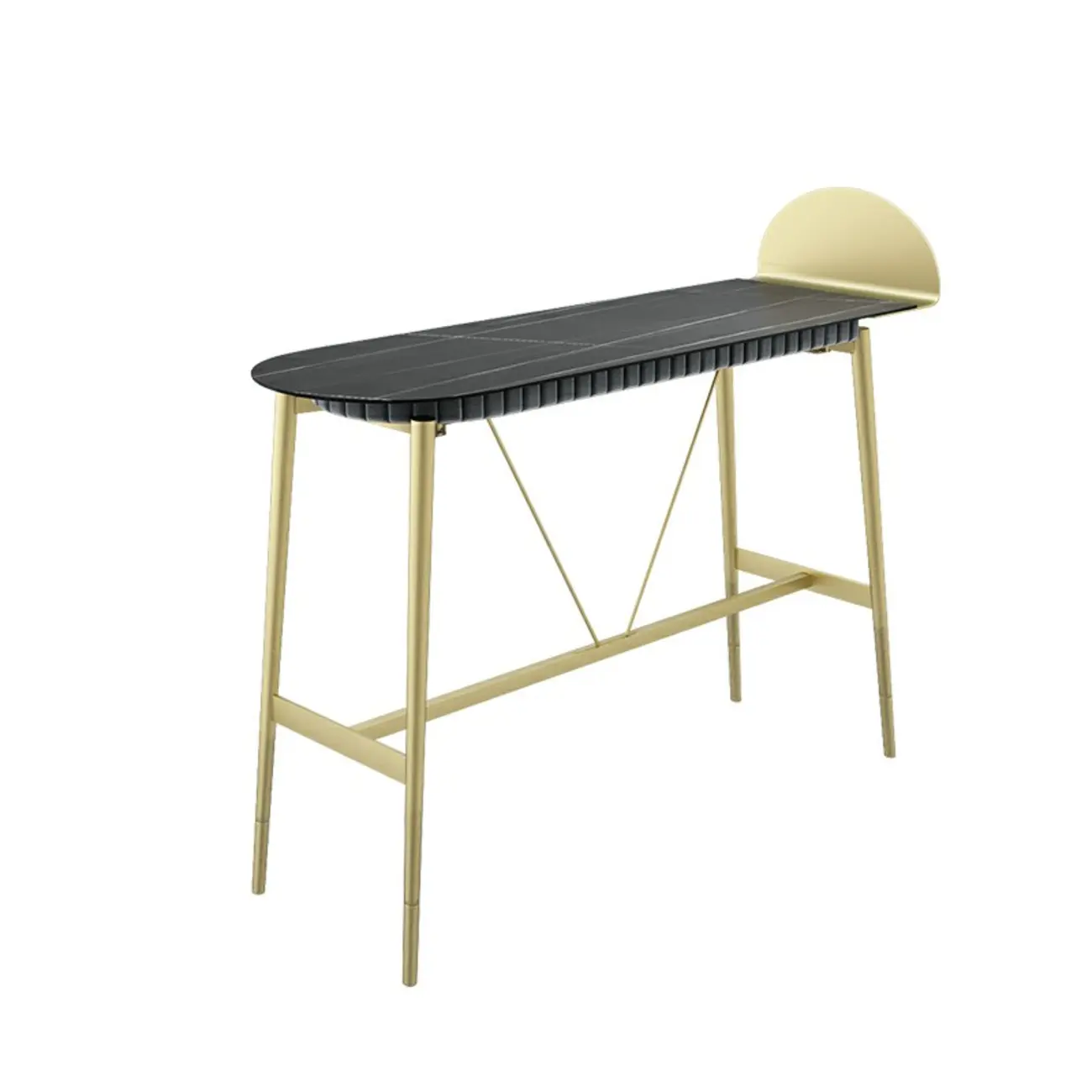Designer Black Metal Bar Table with Gold Footrest for Modern Home Image - 5 | homeyfad