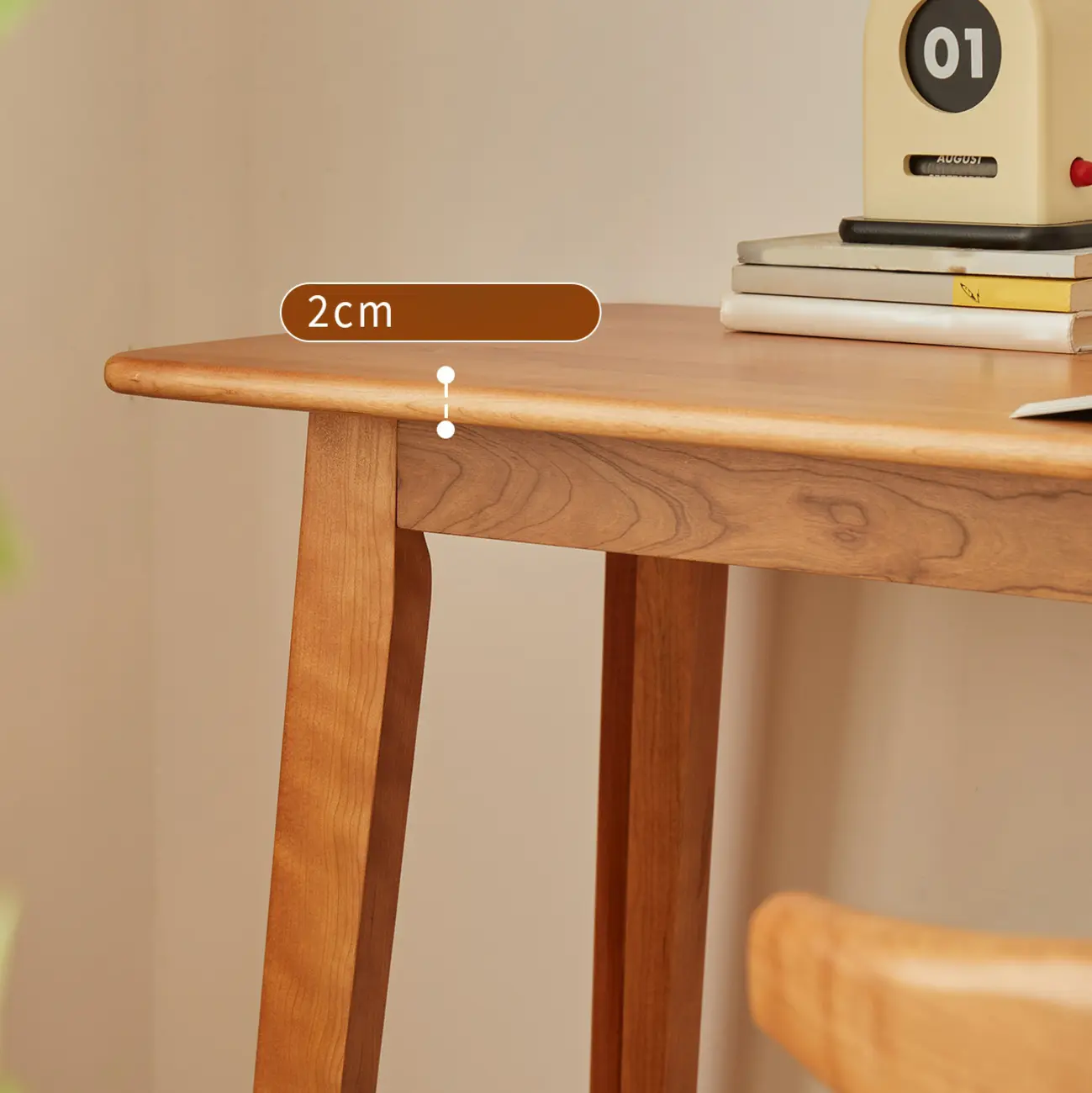 Scandinavian Cherry Wood Narrow Bar Table with Footrest for Dining Image - 6 | homeyfad