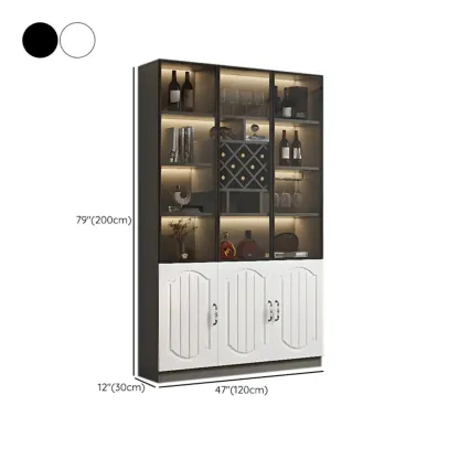 Stylish Glass Display Cabinet with Shelves & Lighting for Kitchen Image - 40