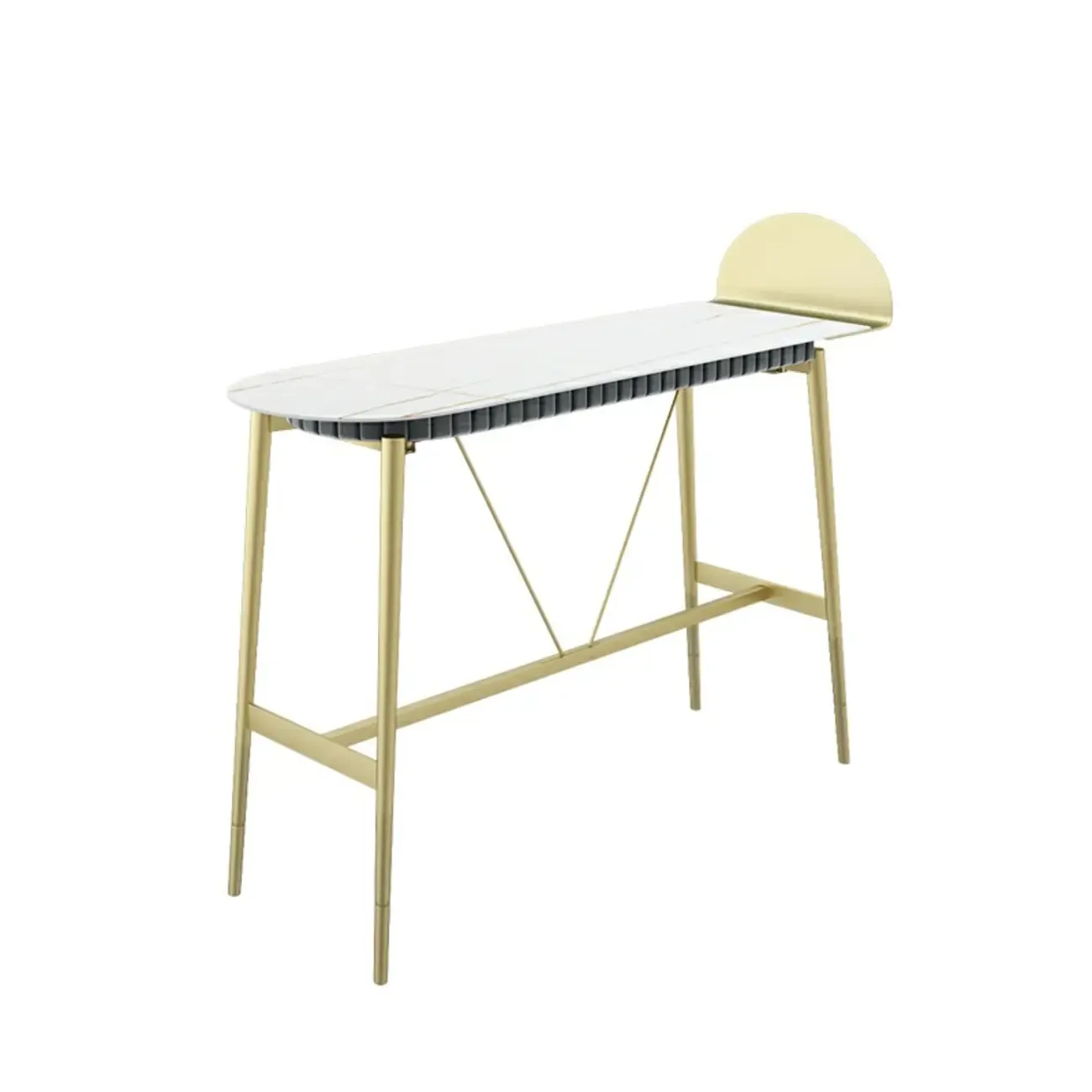 Designer Black Metal Bar Table with Gold Footrest for Modern Home Image - 7