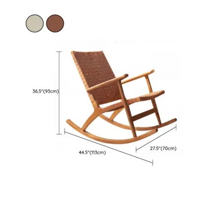 Natural Wooden Rocking Chair with Track Arms for Living Room Image - 10