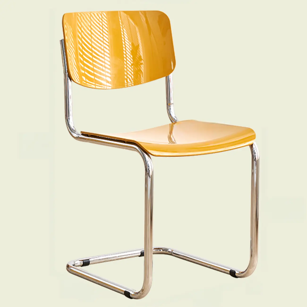 Simple Metal Armless Dining Chair in Yellow Solid Back Image - 7 | homeyfad