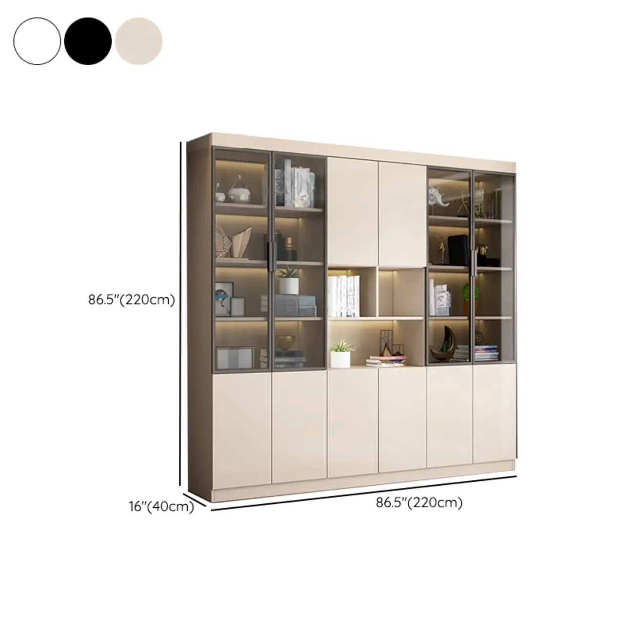 Modern Wooden Display Cabinet with Glass Shelves Image - 33