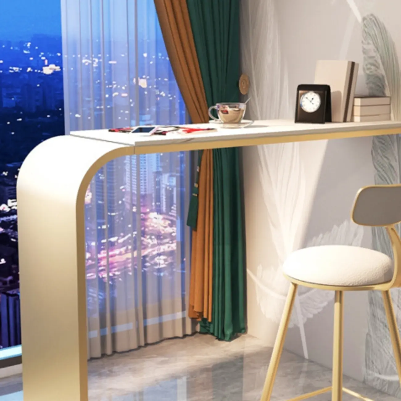 Minimalist Sleek White Metal Bar Table for Modern Home Image - 3 | homeyfad