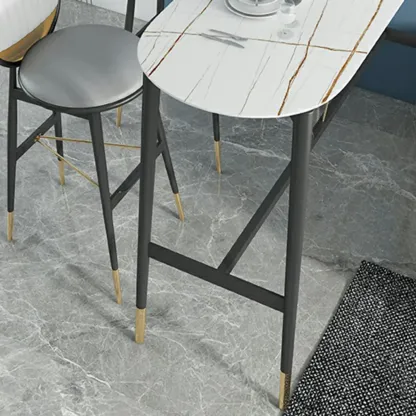 Designer Black Metal Bar Table with Gold Footrest for Modern Home Image - 9