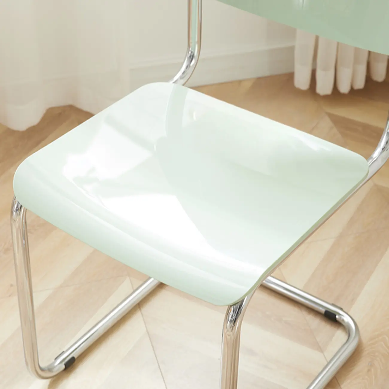 Simple Metal Armless Dining Chair in Yellow Solid Back Image - 8 | homeyfad