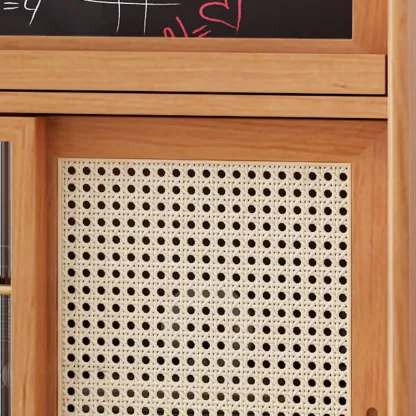 Wooden Display Cabinet with Rattan Doors for Bedroom Image - 11