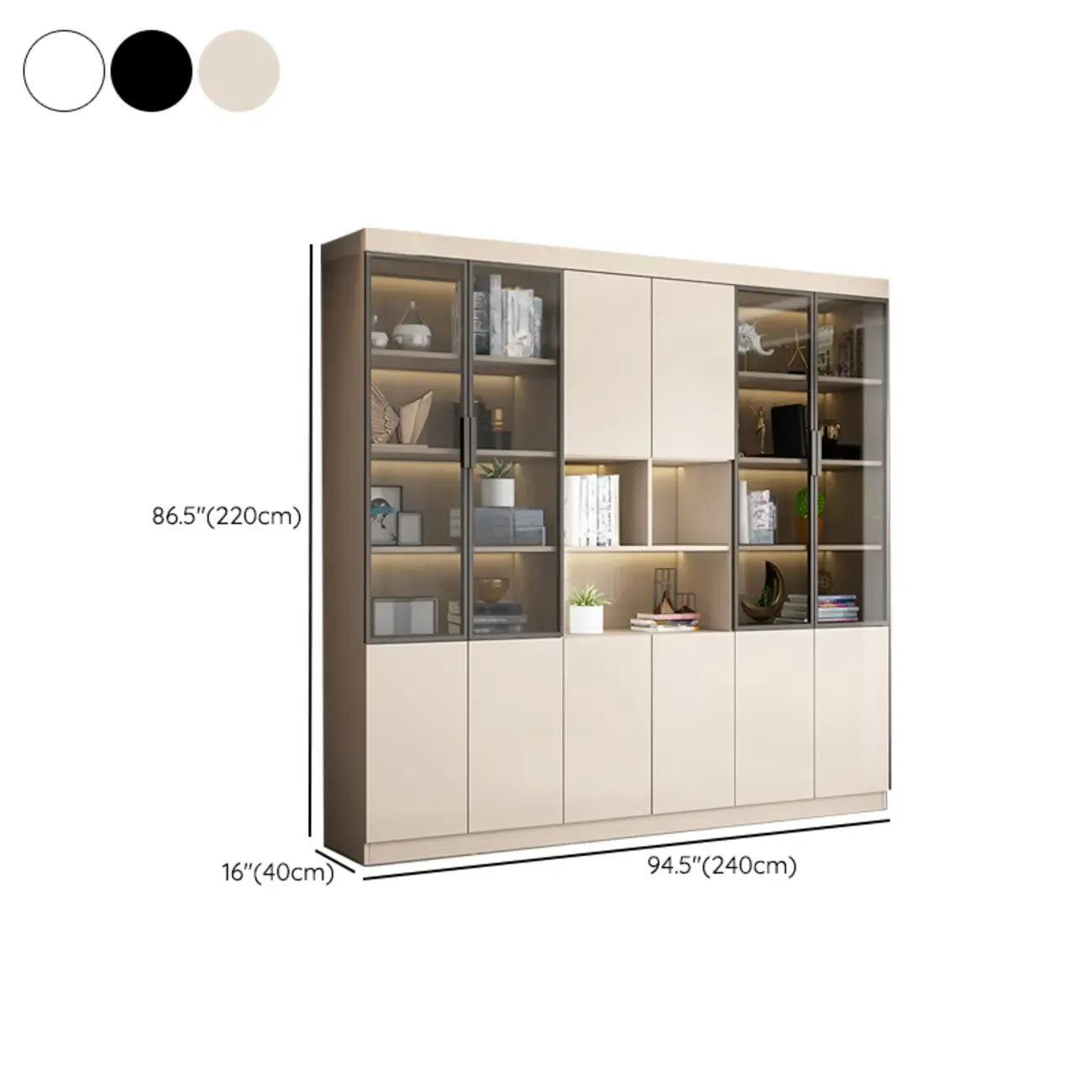 Modern Wooden Display Cabinet with Glass Shelves Image - 34