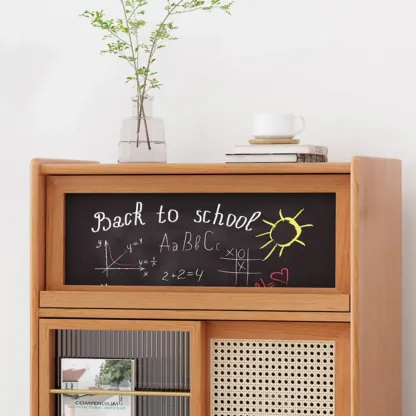 Wooden Display Cabinet with Rattan Doors for Bedroom Image - 12