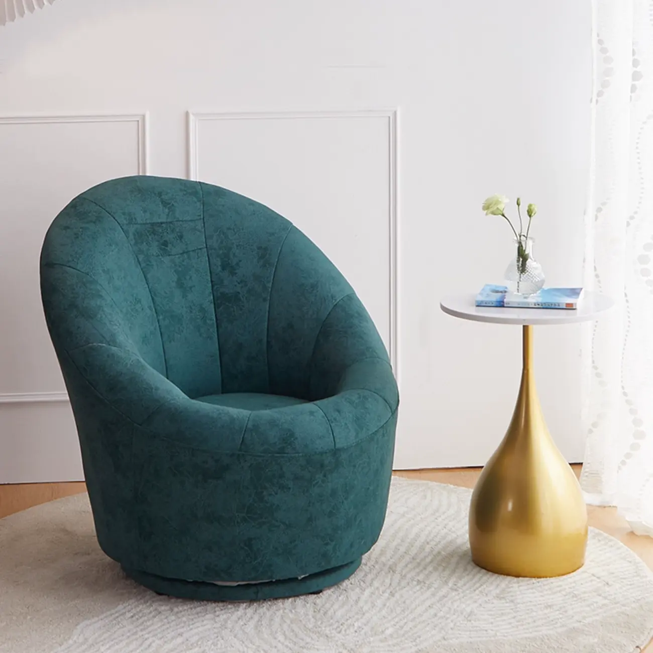 Orange Upholstery Round Swivel Lounge Chair  Image - 2 | homeyfad