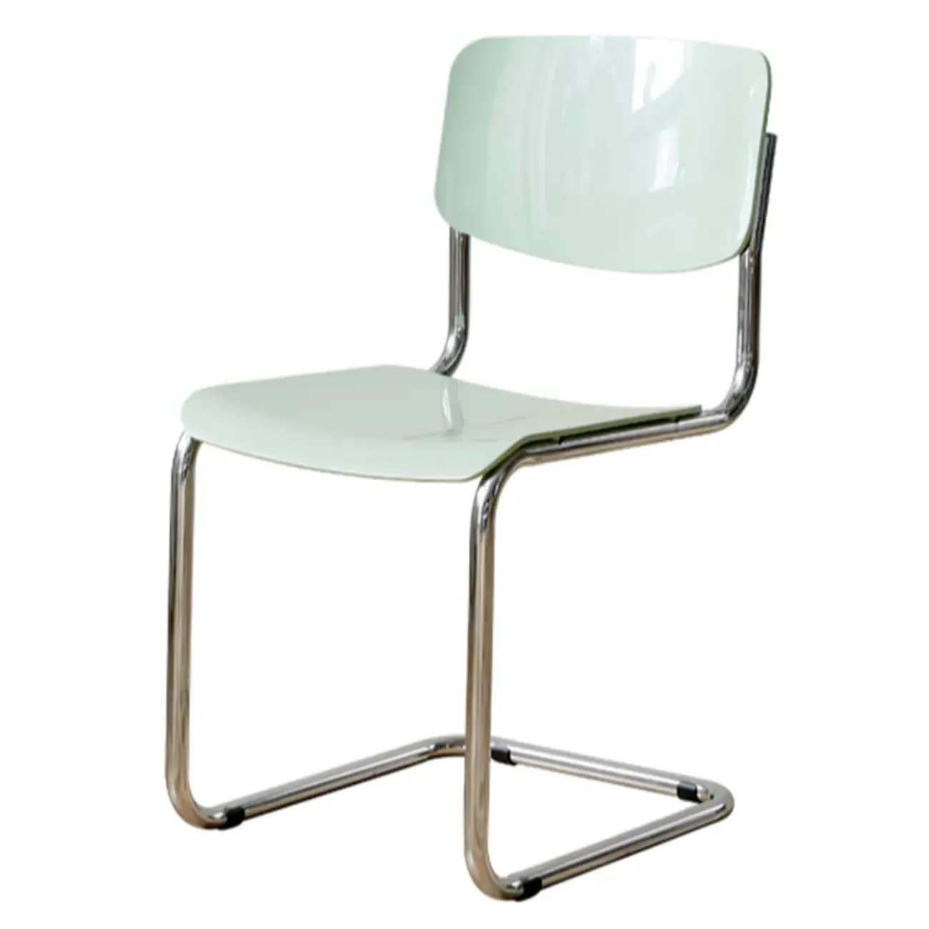 Simple Metal Armless Dining Chair in Yellow Solid Back Image - 10