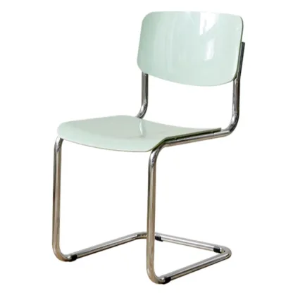 Simple Metal Armless Dining Chair in Yellow Solid Back Image - 10
