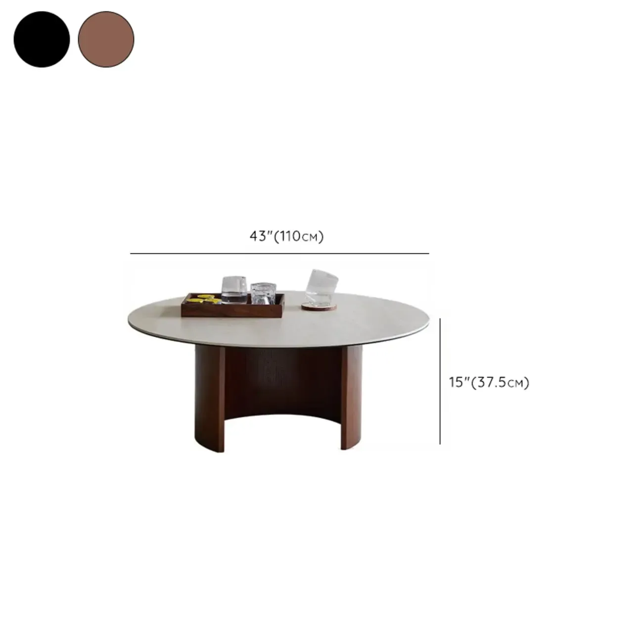 Modern Travertine White Round Coffee Table with Unique Base Image - 16