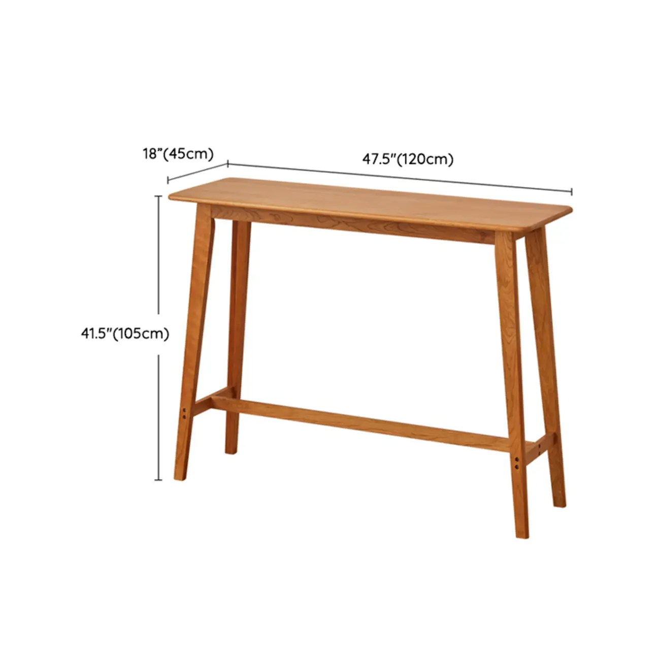 Scandinavian Cherry Wood Narrow Bar Table with Footrest for Dining Image - 11 | homeyfad