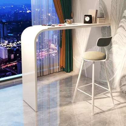 Minimalist Sleek White Metal Bar Table for Modern Home Image - 6