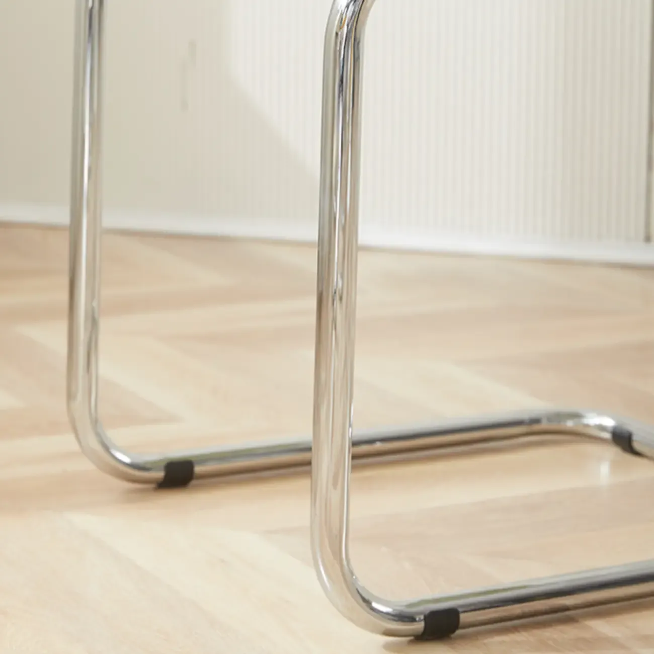 Simple Metal Armless Dining Chair in Yellow Solid Back Image - 11