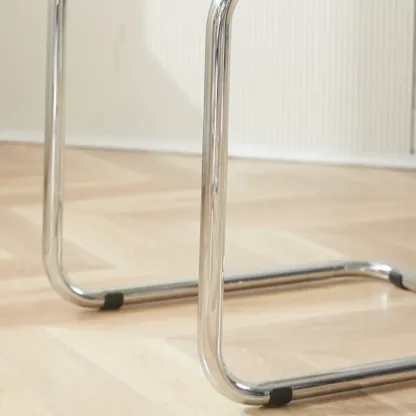 Simple Metal Armless Dining Chair in Yellow Solid Back Image - 11