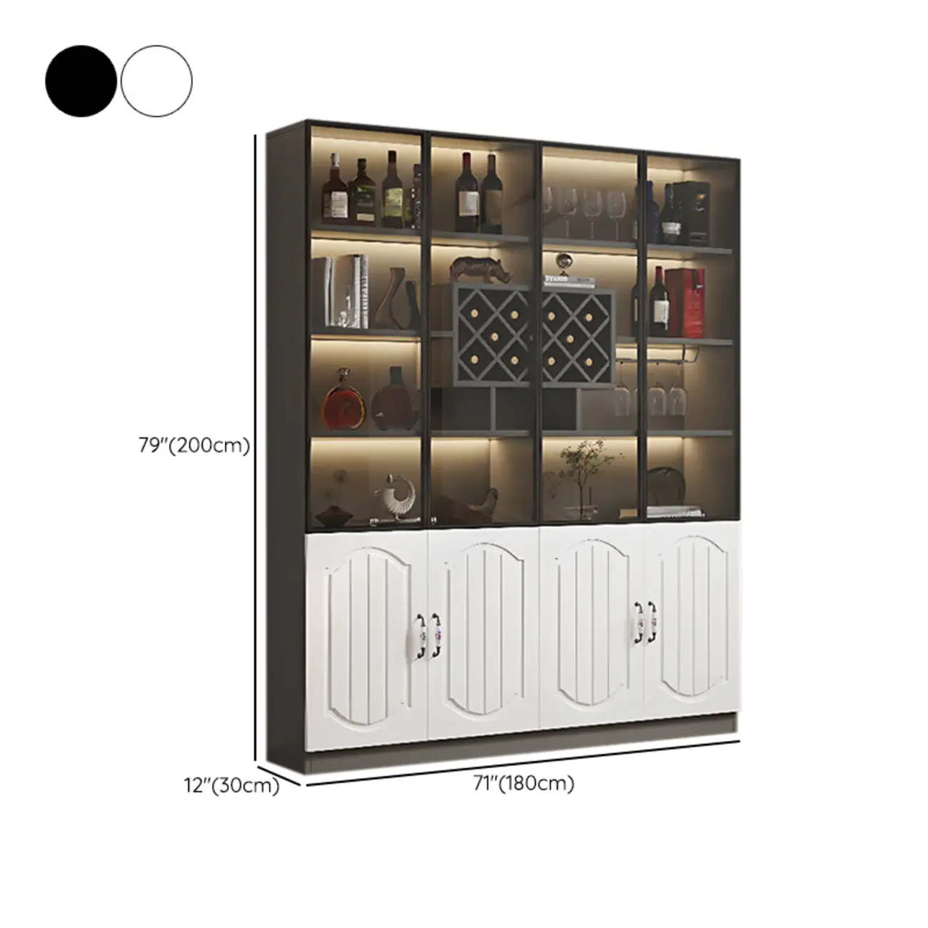 Stylish Glass Display Cabinet with Shelves & Lighting for Kitchen Image - 47 | homeyfad