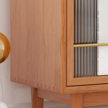 Wooden Display Cabinet with Rattan Doors for Bedroom Image - 14