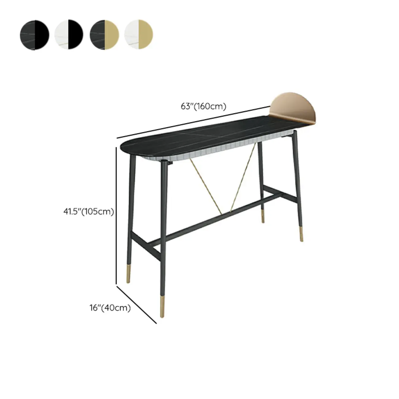 Designer Black Metal Bar Table with Gold Footrest for Modern Home Image - 14 | homeyfad
