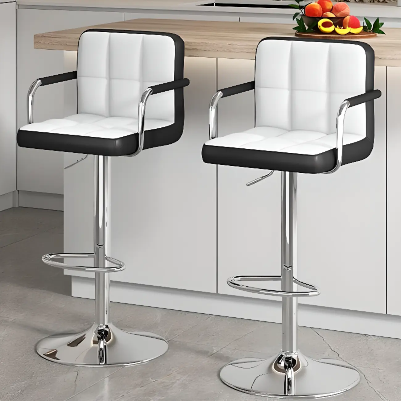 Adjustable Swivel Bar Stools with Cushioned Backrest Image - 1 | homeyfad