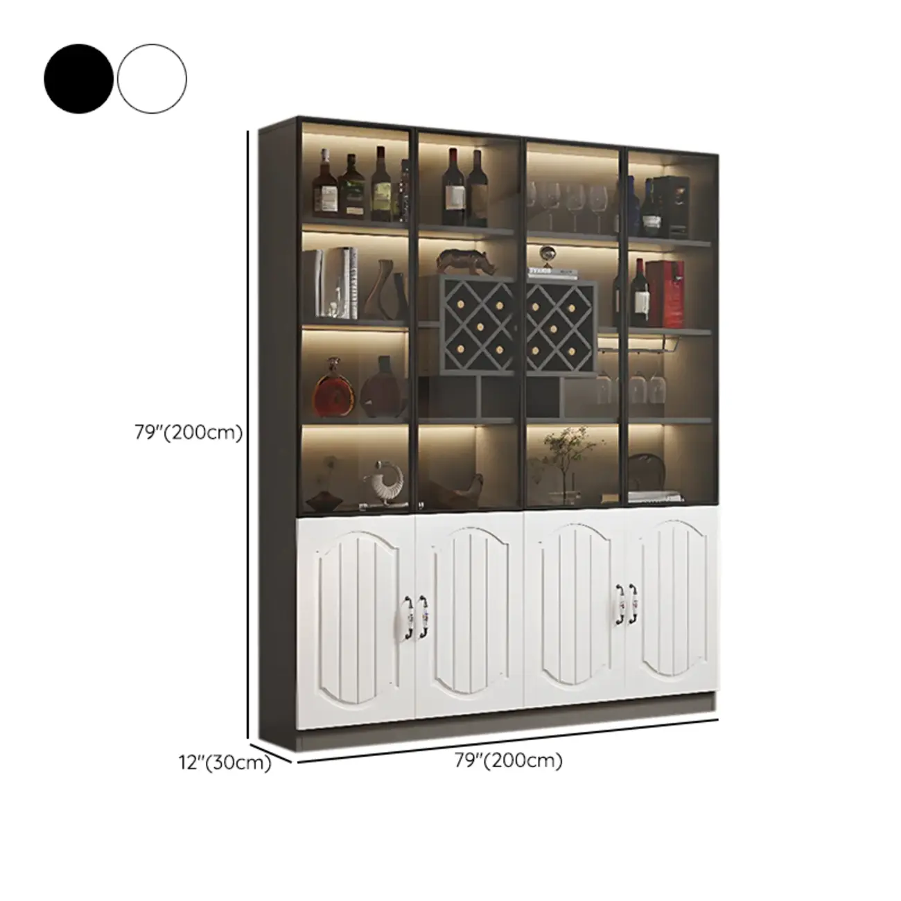 Stylish Glass Display Cabinet with Shelves & Lighting for Kitchen Image - 49 | homeyfad