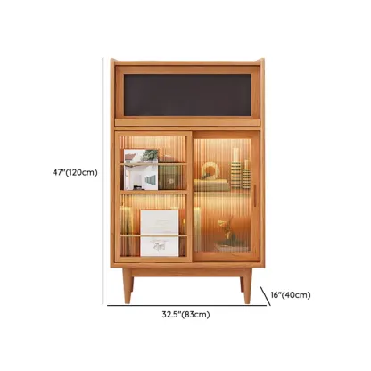 Wooden Display Cabinet with Rattan Doors for Bedroom #size