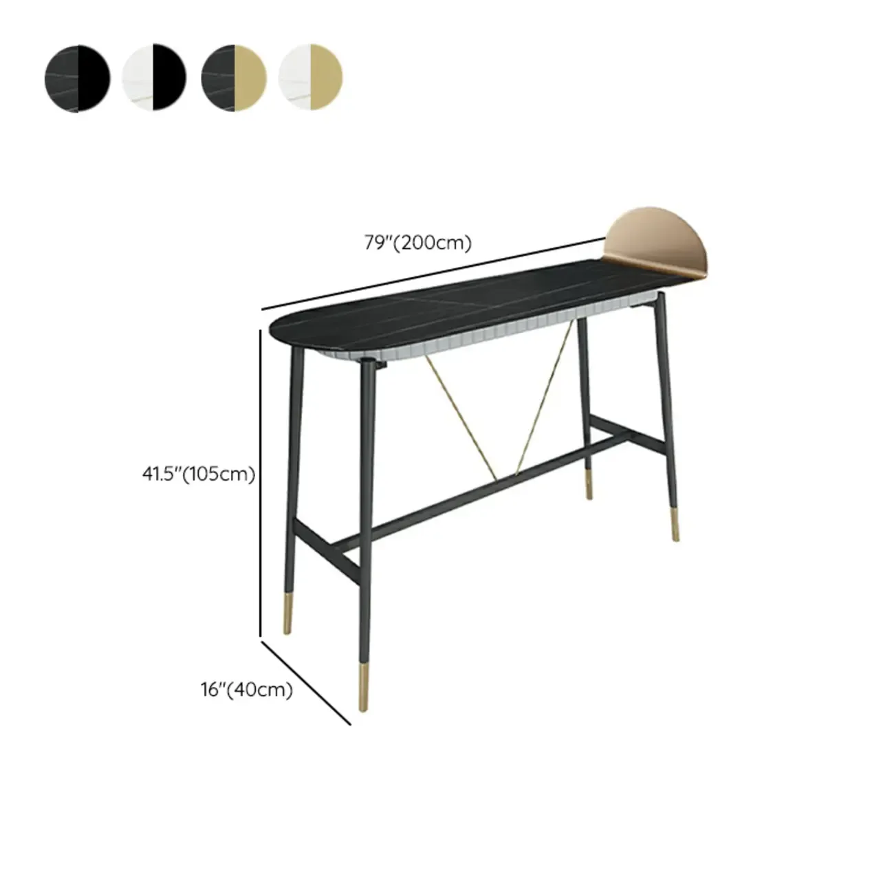 Designer Black Metal Bar Table with Gold Footrest for Modern Home Image - 16