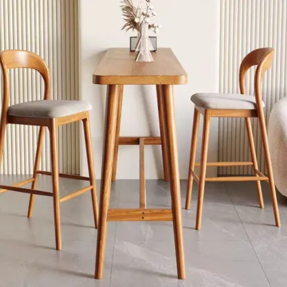 Espresso Wooden Rectangular Bar Table with Footrest for 2 People Image - 3