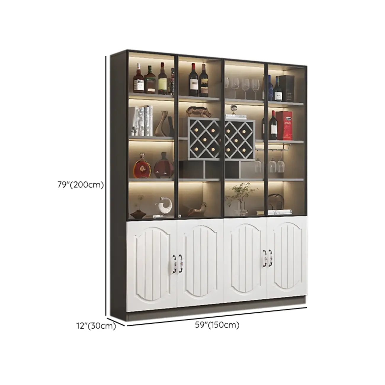 Stylish Glass Display Cabinet with Shelves & Lighting for Kitchen Image - 51 | homeyfad