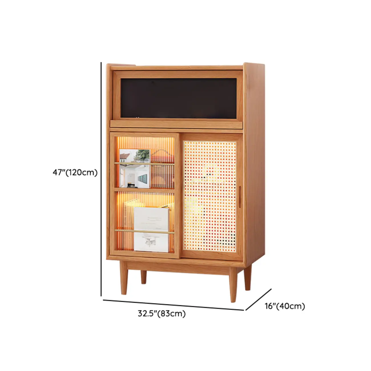 Wooden Display Cabinet with Rattan Doors for Bedroom Image - 18 | homeyfad