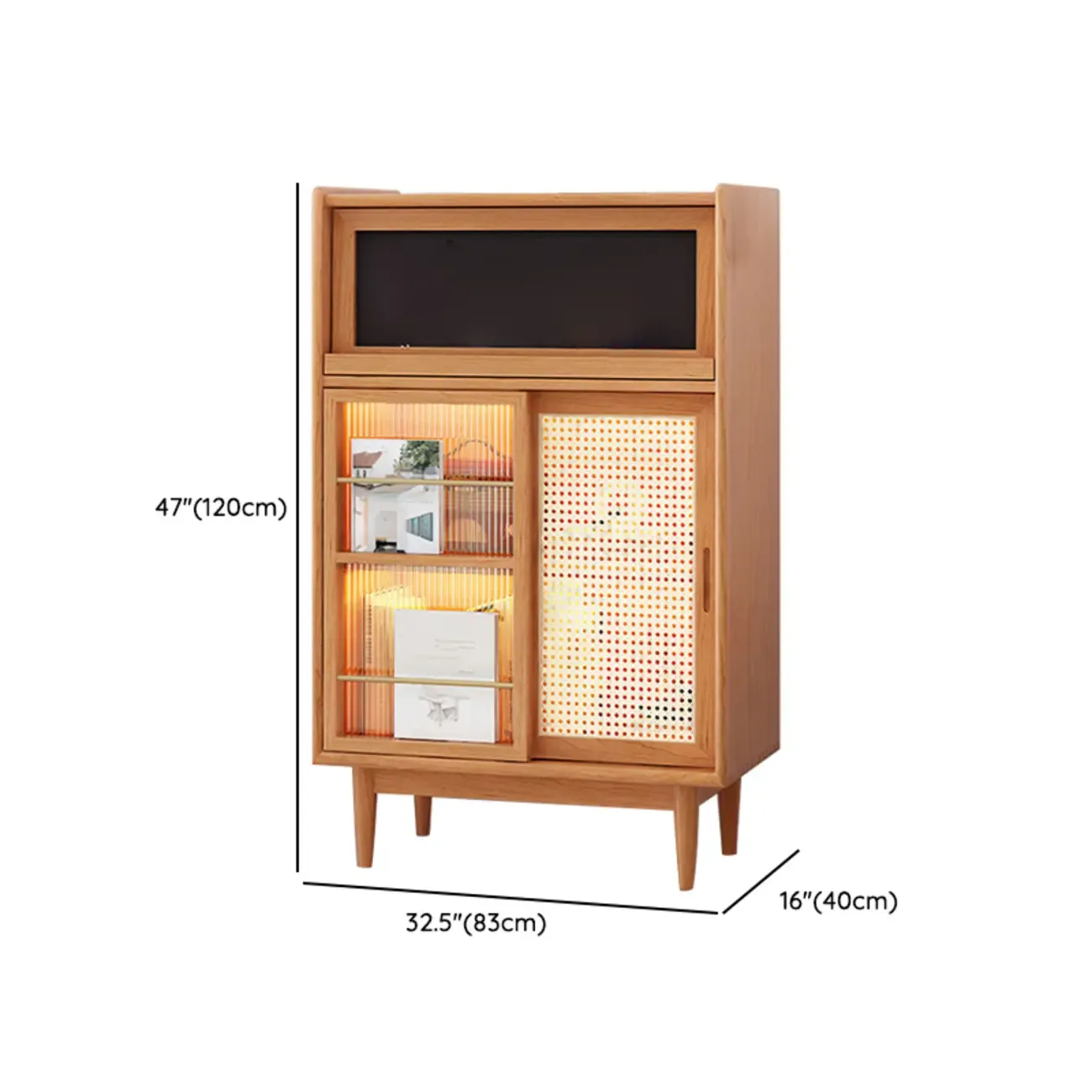 Wooden Display Cabinet with Rattan Doors for Bedroom Image - 18