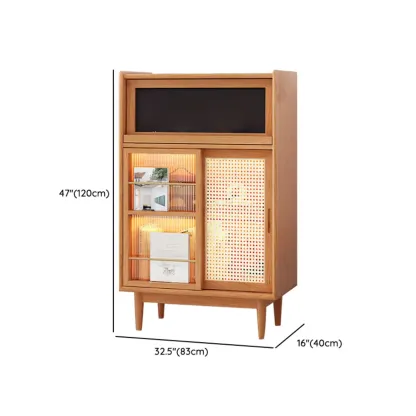 Wooden Display Cabinet with Rattan Doors for Bedroom Image - 18