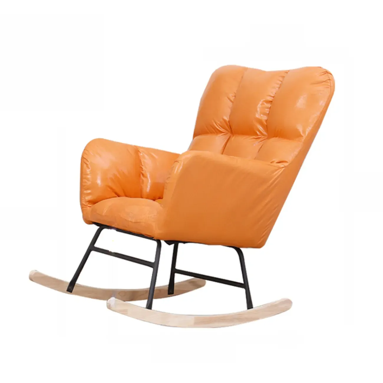 Tech Cloth Upholstered Wood Rocking Chair with Recessed Arm Image - 2