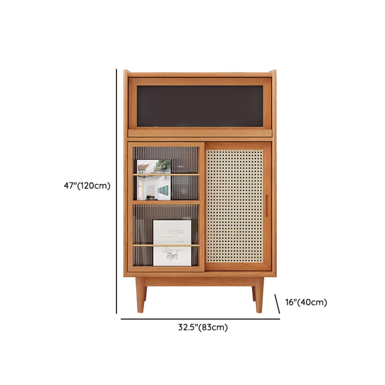 Wooden Display Cabinet with Rattan Doors for Bedroom Image - 19 | homeyfad