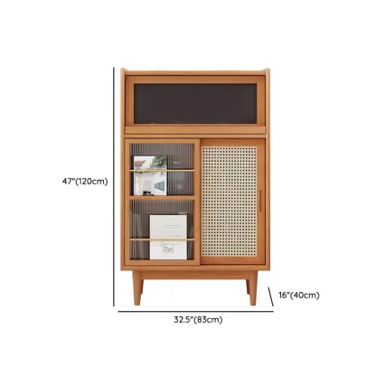Wooden Display Cabinet with Rattan Doors for Bedroom Image - 19