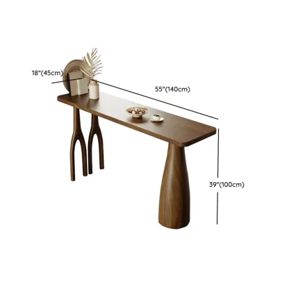 Nordic Wood Brown Rectangle Bistro Tables with 3 Legs for 4 People Image - 10