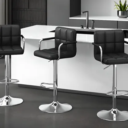 Adjustable Swivel Bar Stools with Cushioned Backrest Image - 5