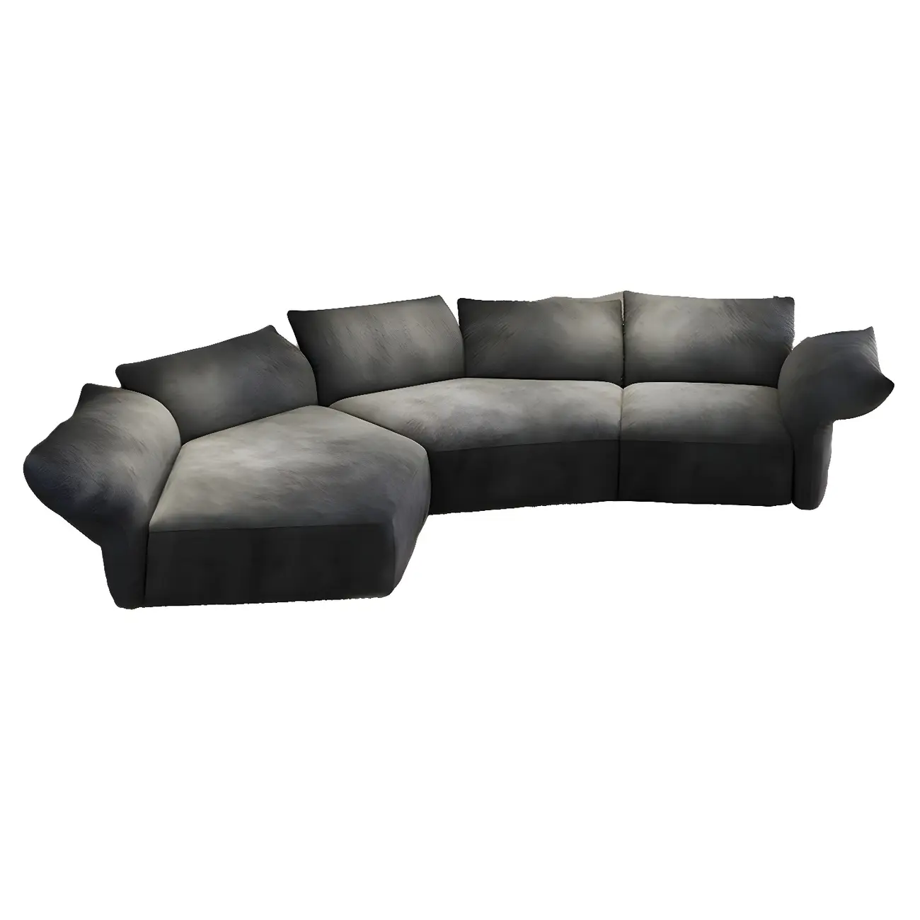 Modern Chenille Dark Gray Sectional Sofa with Flared Arm Image - 2 | homeyfad