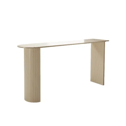 Minimalist White Narrow Marble Bar Table Set Image - 2