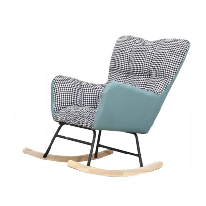 Tech Cloth Upholstered Wood Rocking Chair with Recessed Arm Image - 5