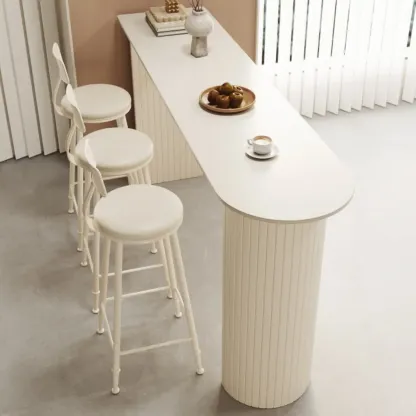 Minimalist White Narrow Marble Bar Table Set Image - 3