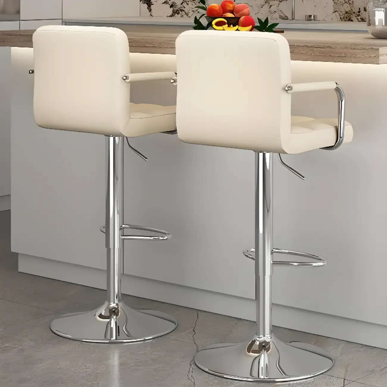 Adjustable Swivel Bar Stools with Cushioned Backrest Image - 7