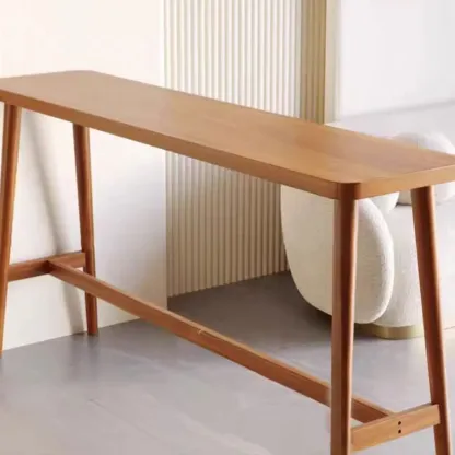 Espresso Wooden Rectangular Bar Table with Footrest for 2 People Image - 8