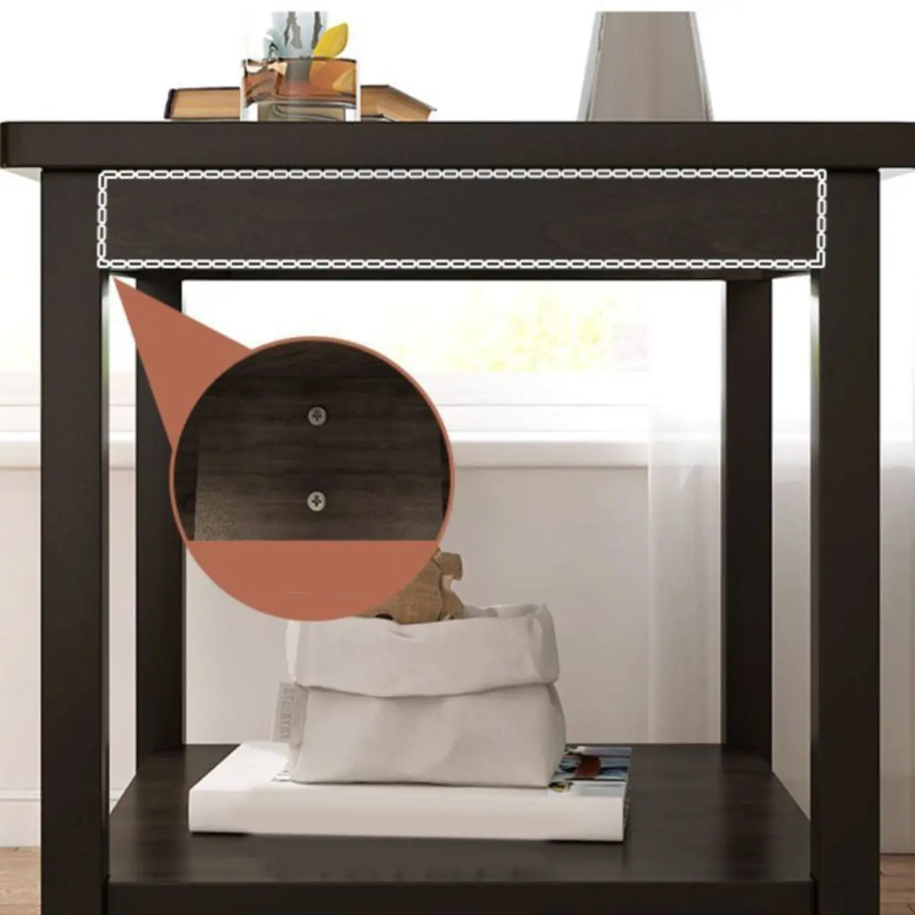 Minimalist Black Wood End Table with Storage for Living Room Image - 16 | homeyfad