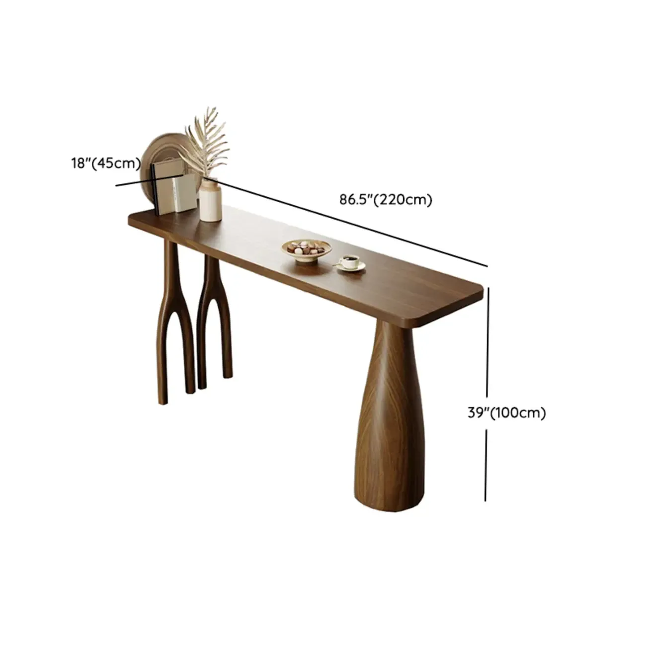 Nordic Wood Brown Rectangle Bistro Tables with 3 Legs for 4 People Image - 14