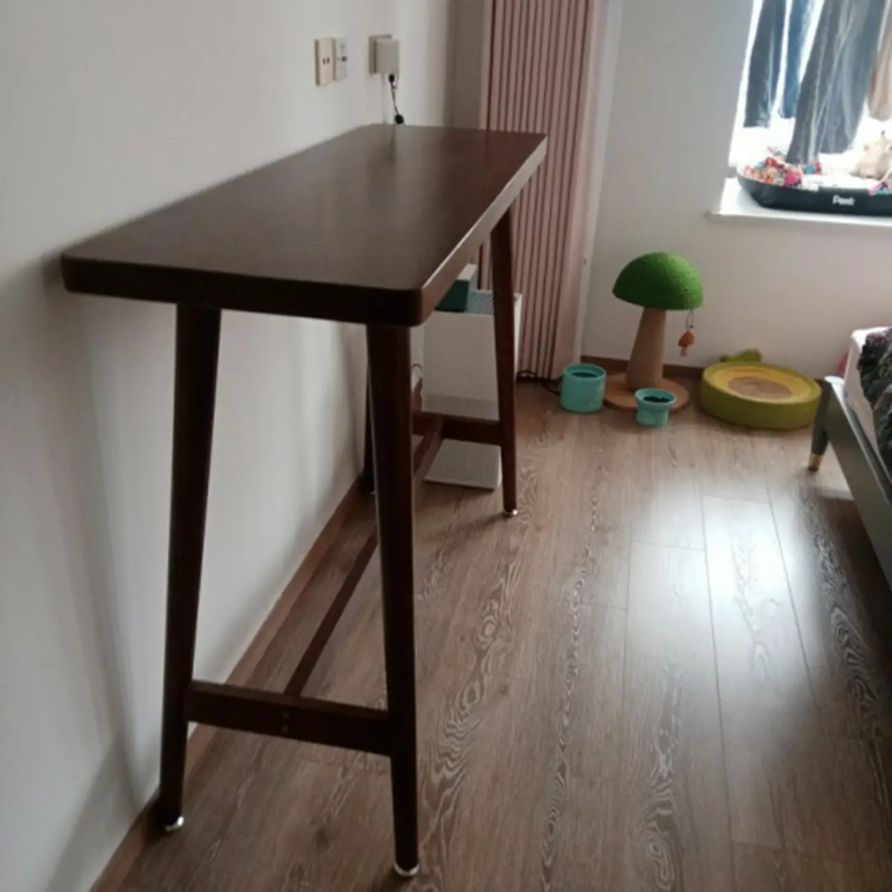 Nordic Wooden Norraw Bar Table with Footrest for Living Room Image - 6 | homeyfad