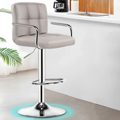Adjustable Swivel Bar Stools with Cushioned Backrest Image - 9
